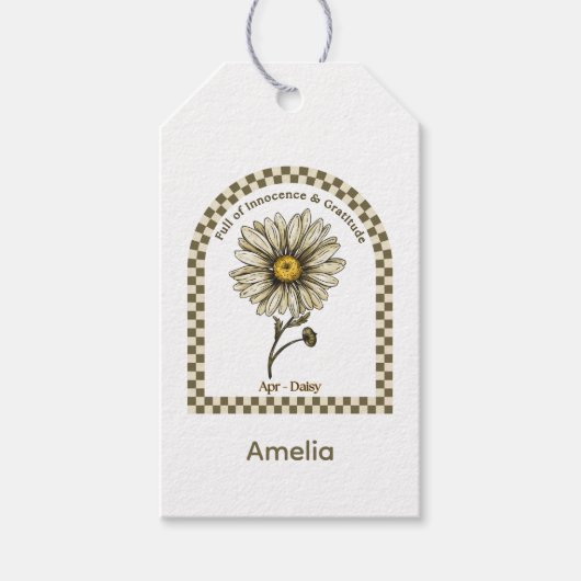Personalized April Birth Month Flower Cadeaulabel (Voorkant)