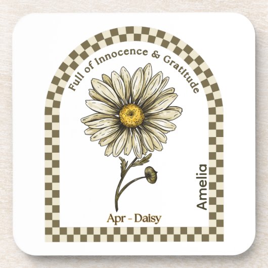 Personalized April Birth Month Flower Coaster Bier Onderzetter (Voorkant)