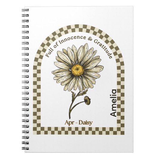 Personalized April Birth Month Flower Notebook Notitieboek (Voorkant)