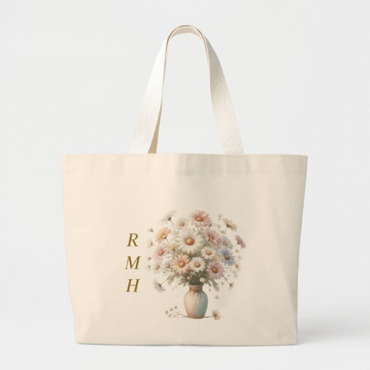 Personalized April Daisy Tote Bag (Voorkant)