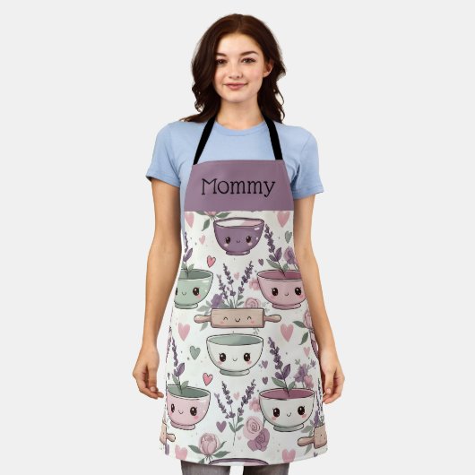 Personalized Apron Smiling Floral Baking Crew Schort (Gedragen)