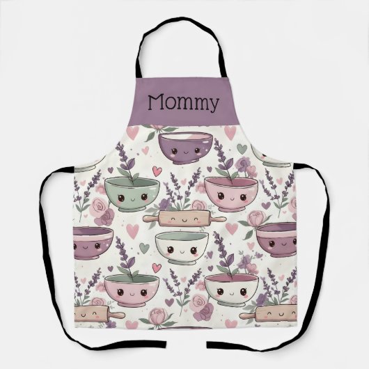 Personalized Apron Smiling Floral Baking Crew Schort (Voorkant)
