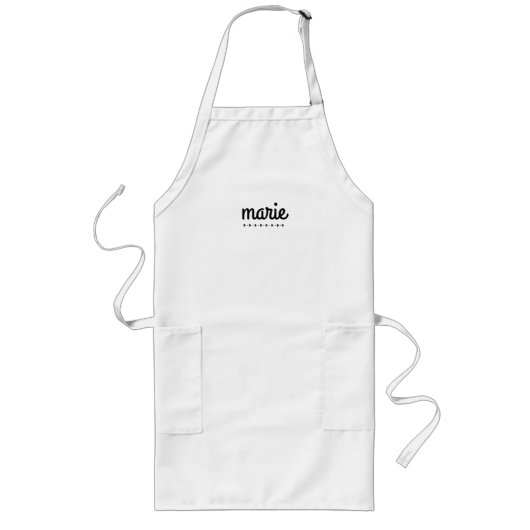 Personalized apron with name / Kitchen apron  Lang Schort (Voorkant)