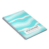 Personalized Aqua and White Wave Patterned Notitieboek (Rechterzijde)