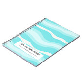 Personalized Aqua and White Wave Patterned Notitieboek (Linkerzijde)