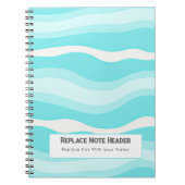 Personalized Aqua and White Wave Patterned Notitieboek (Voorkant)