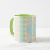 Personalized Argyle spring pastel colored pattern Mok (Voorkant links)