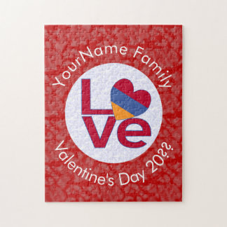 Personalized Armenian Red Letters LOVE Flag Legpuzzel