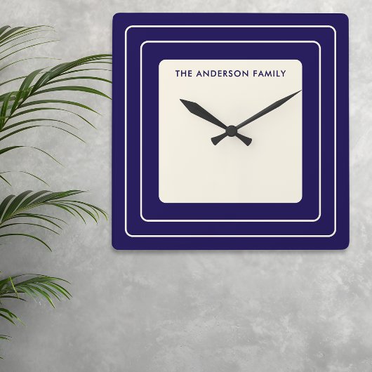Personalized Art Deco Family Name Vierkante Klok