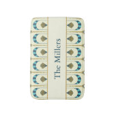 Personalized Art Deco Teal & Gold Geometric Badmat (Voorkant Verticaal)