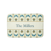 Personalized Art Deco Teal & Gold Geometric Badmat (Voorkant)