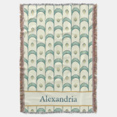 Personalized Art Deco Teal & Gold Geometric Deken (Voorkant Verticaal)