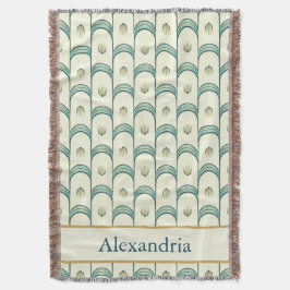 Personalized Art Deco Teal & Gold Geometric Deken