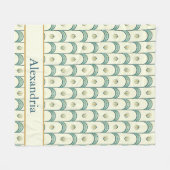 Personalized Art Deco Teal & Gold Geometric Fleece Deken (Voorkant (Horizontaal))
