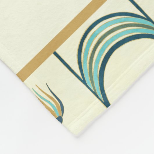Personalized Art Deco Teal & Gold Geometric Fleece Deken (Hoek)