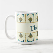 Personalized Art Deco Teal & Gold Geometric Koffiemok (Links)
