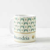 Personalized Art Deco Teal & Gold Geometric Koffiemok (Voorkant links)