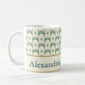 Personalized Art Deco Teal & Gold Geometric Koffiemok (Links)