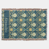 Personalized Art Deco Teal & Gold Geometric Name  Deken (Voorkant)