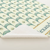 Personalized Art Deco Teal & Gold Geometric Sherpa Deken (3/4)