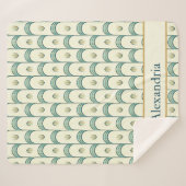 Personalized Art Deco Teal & Gold Geometric Sherpa Deken (Voorkant (horizontaal))