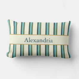 Personalized Art Deco Teal & Gold Stripes Kussen
