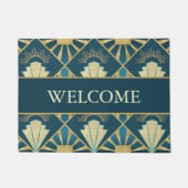 Personalized Art Deco Teal & Gold Welcome Deurmat (Voorkant)