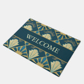 Personalized Art Deco Teal & Gold Welcome Deurmat (Schuin)