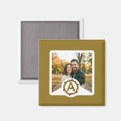 Personalized Artisan Monogram A | Wood Frame Magneet (Voorkant / Achterkant)