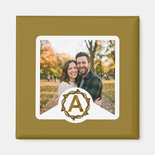 Personalized Artisan Monogram A | Wood Frame Magneet (Voorkant)