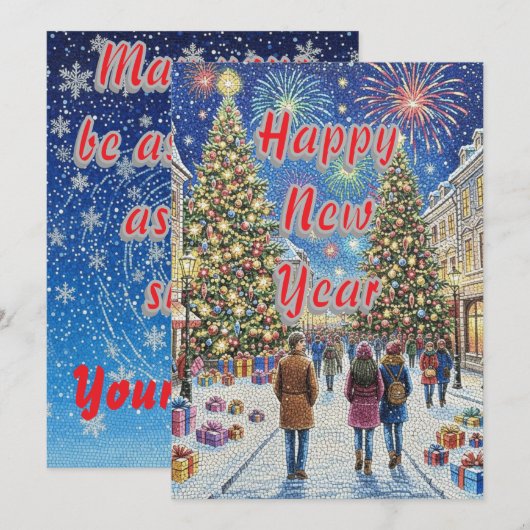 Personalized Artistic Mosaic New Year Holiday Card Feestdagenkaart (Voorkant / Achterkant)