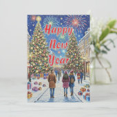 Personalized Artistic Mosaic New Year Holiday Card Feestdagenkaart (Staand voorkant)