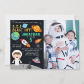 Personalized Astronaut Birthday with Photo Space Kaart (Voorkant)