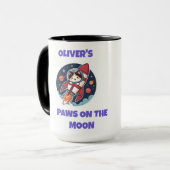 Personalized Astronaut Kitty Coffee & Cocoa Cup Mok (Voorkant links)