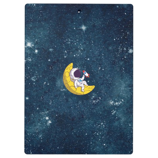 Personalized Astronaut on Moon with Rocket Klembord (Achterkant)