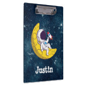 Personalized Astronaut on Moon with Rocket Klembord (Rechts)
