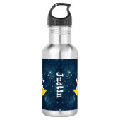 Personalized Astronaut on Moon with Rocket Waterfles (Voorkant)