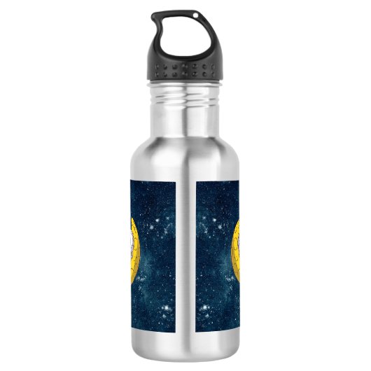 Personalized Astronaut on Moon with Rocket Waterfles (Achterkant)