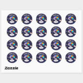 Personalized Astronaut Party Thank-You Ronde Sticker (Vel)