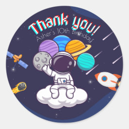 Personalized Astronaut Party Thank-You Ronde Sticker