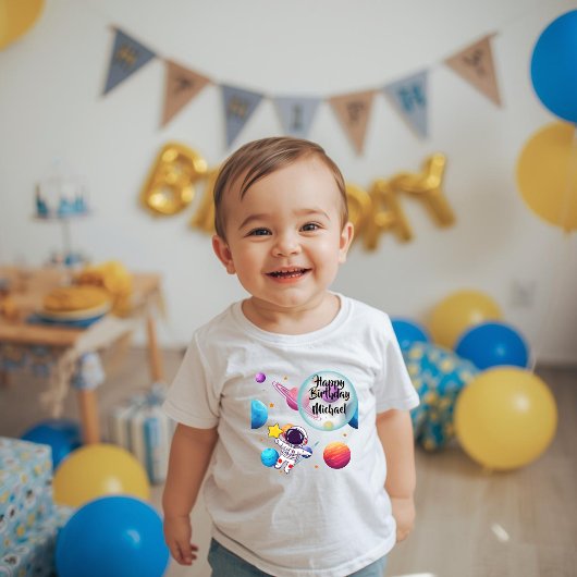 Personalized Astronaut & Planets Birthday T-Shirt