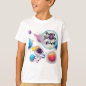 Personalized Astronaut & Planets Birthday T-Shirt (Voorkant)