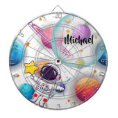 Personalized Astronaut & Planets Dartboard Game Dartbord (Voorkant)