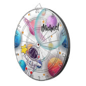 Personalized Astronaut & Planets Dartboard Game Dartbord (Voorkant Rechts)