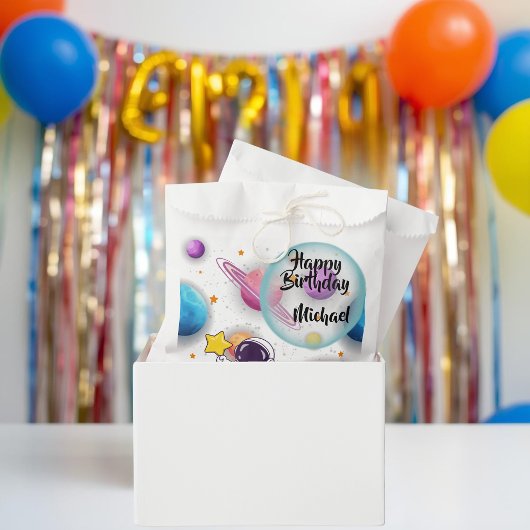 Personalized Astronaut & Planets Favor Bags Bedankzakje