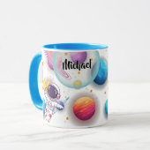 Personalized Astronaut & Planets Kids Mug Mok (Voorkant links)