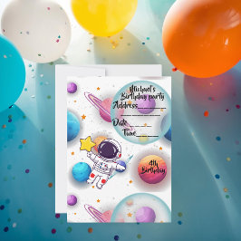Personalized Astronaut & Planets Party Invitation Kaart
