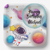 Personalized Astronaut & Planets Party Plates Papieren Bordje (Voorkant)