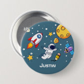 Personalized Astronaut Space School Supplies Ronde Button 7,6 Cm (Voorkant /achterkant)