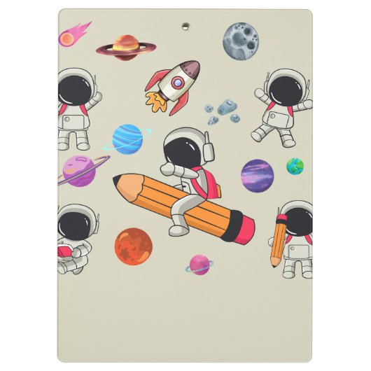 Personalized Astronauts and Planets Back to School Klembord (Achterkant)